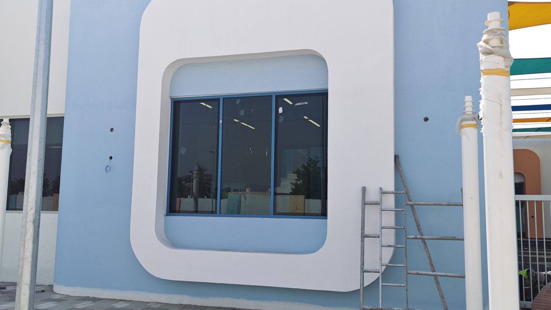 Awnings — aluminium and fabric awning installation by Alufab, Abu Dhabi